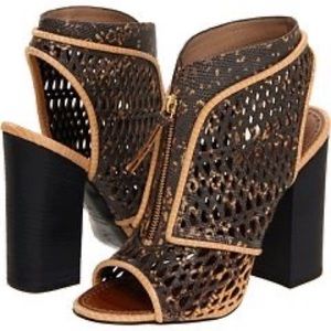 Proenza Schouler reptile laser cutout zip front booties size 37